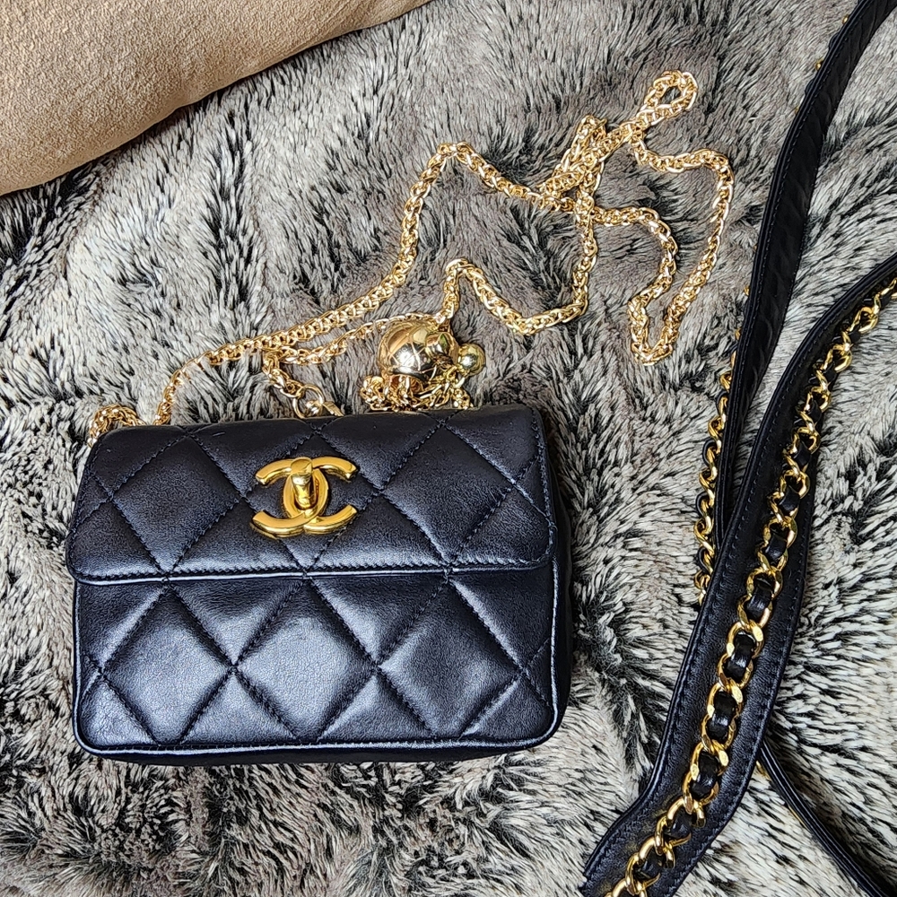 CHANEL MINI LAMBSKIN CHAIN HOOK BELT BAG